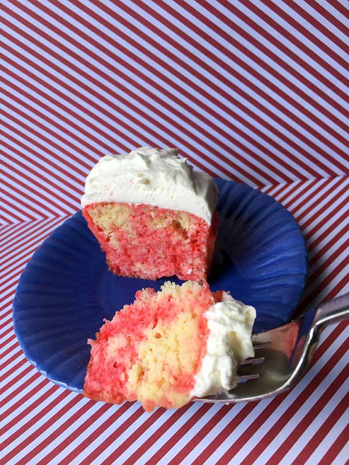 Low Carb Keto Strawberry Poke Cupcake