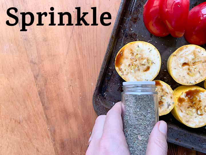 step 4 sprinkle vegetables with salt, pepper and thyme