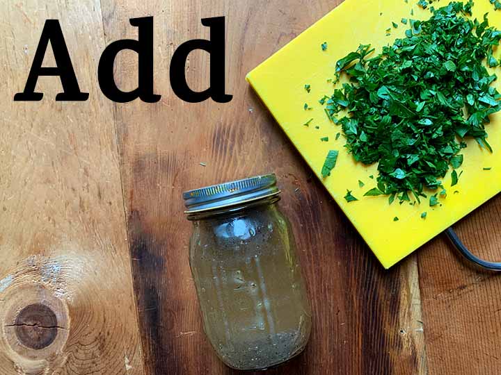 step add parsley and dressing