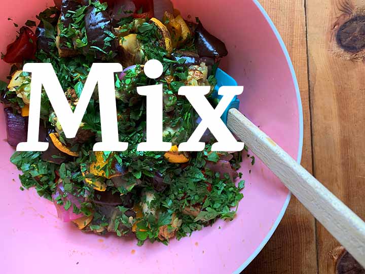 step 9 mix together vegetables, parsley and dressing