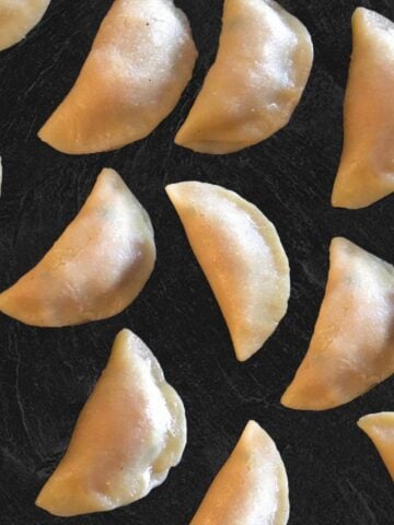 an array of Keto Dumplings floating in space