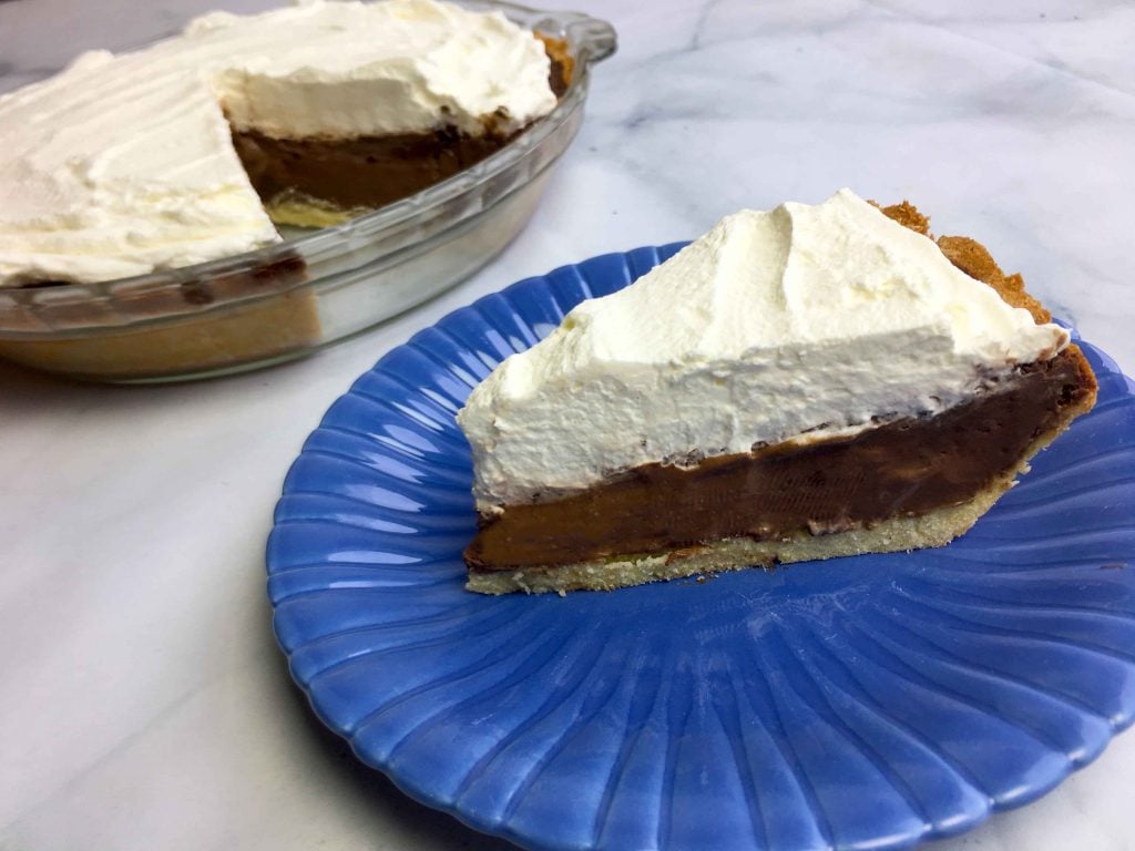 a slice of Keto Chocolate Cream Pie