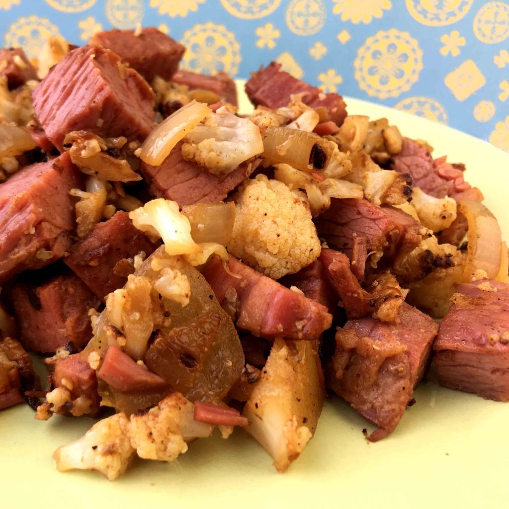 a plate of keto corned beef hash