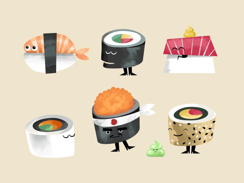 gif of sushi rolls