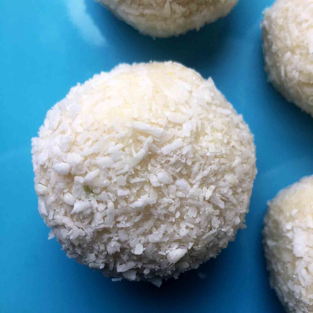 a close-up of some Keto Cheesecake Balls