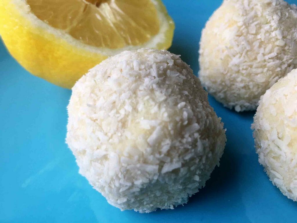 a lemon and some low carb cheesecake balls