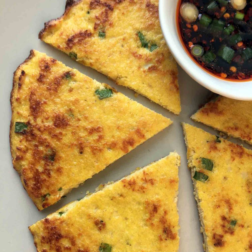 a plate of Keto Scallion Pancakes