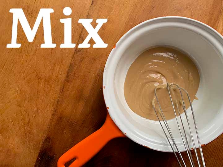 Step 7 Mix up Caramel sauce for Snickers Pie