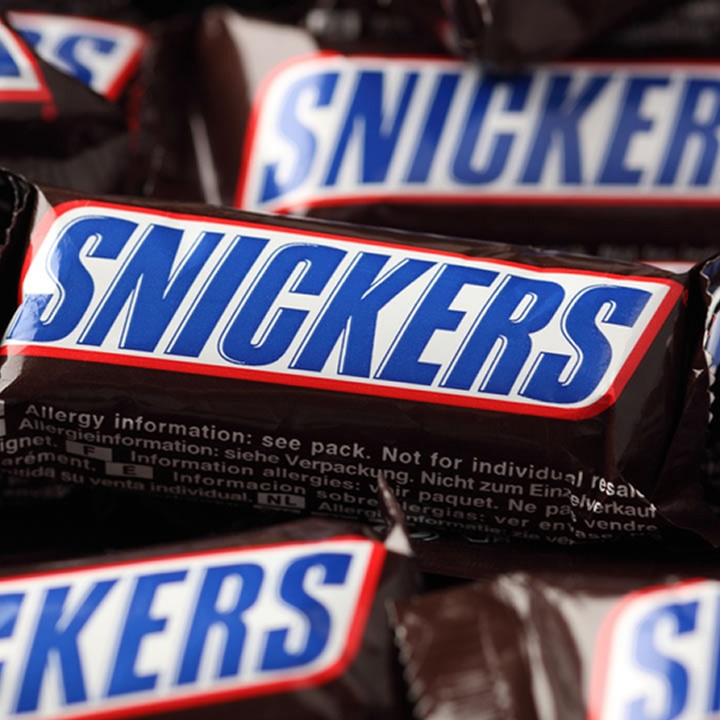 a pile of Snickers bars