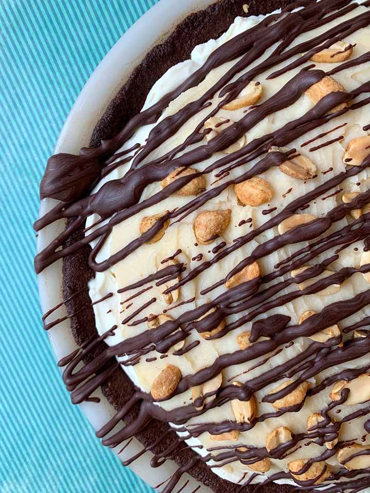 a top down view of sugar-free Snickers Pie