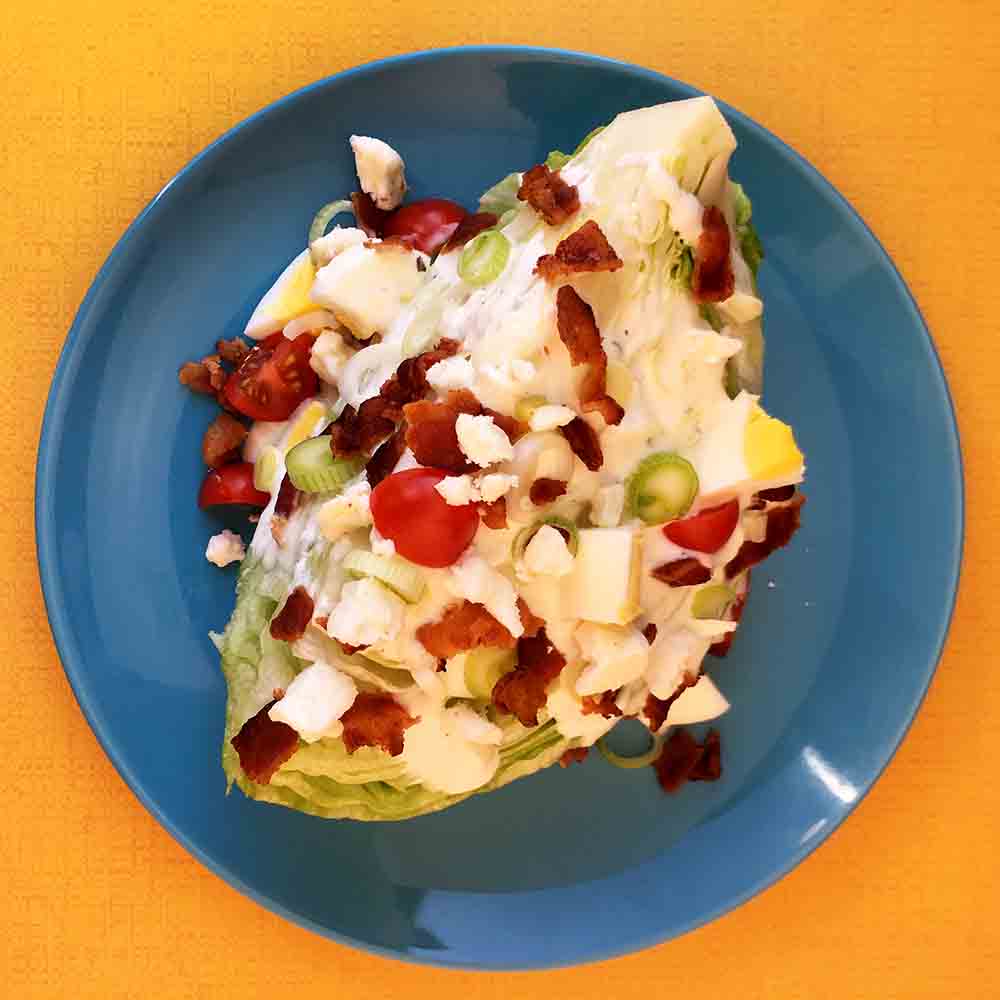 a top down view of a Keto wedge salad