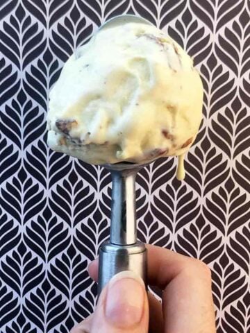 a scoop of Keto Butter Pecan Ice Cream