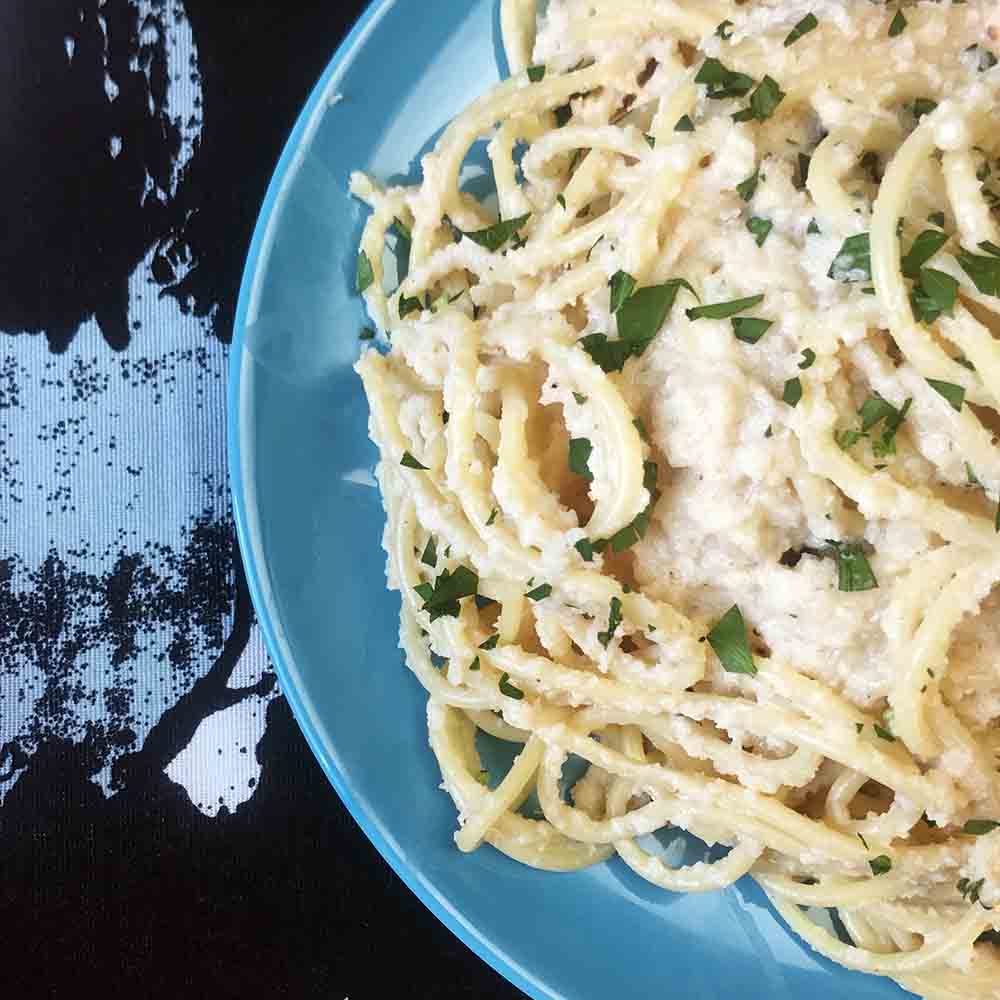 a plate of Pasta with Keto Alfredo Sauce