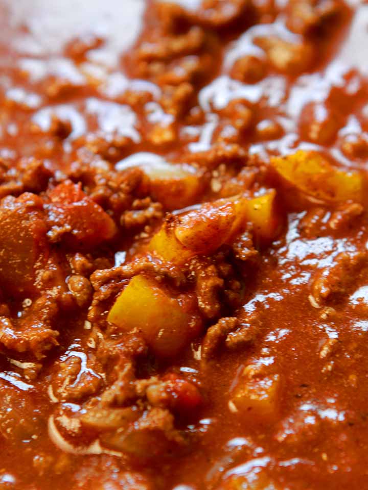 a close up view of Paleo chili con carne