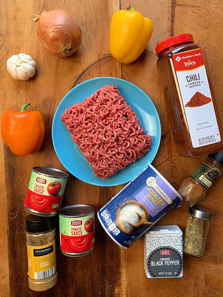 Ingredients for Low Carb Chili recipe