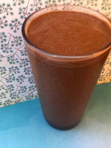 a glass of Keto Chocolate Avocado Shake