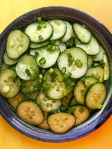 a plate of Tangy Keto Cucumber Salad