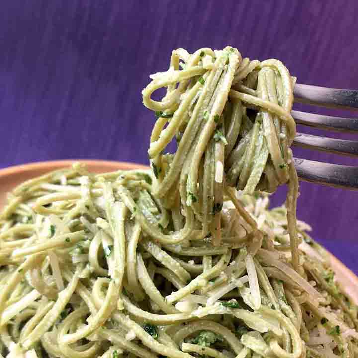 Low Carb Keto Edamame Noodles with Parsley Pesto