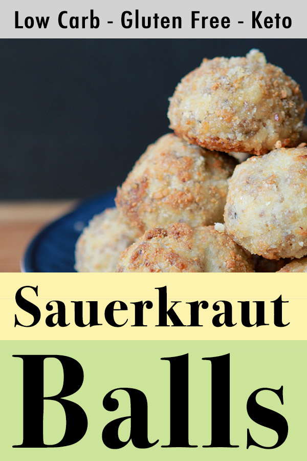 Pinterest pin for low carb Keto sauerkraut and sausage balls
