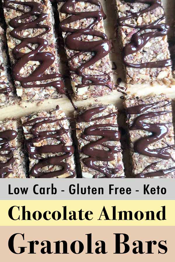 This is a Low Carb Keto Chocolate Almond Granola Bars Pinterest Pin.