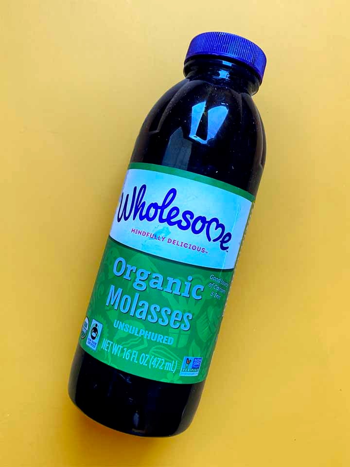 a bottle of organic unsulphured blackstrap molasses