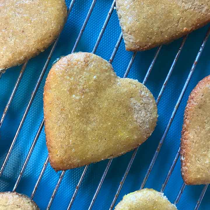 close up of a low carb ginger cookie on a cooling rack