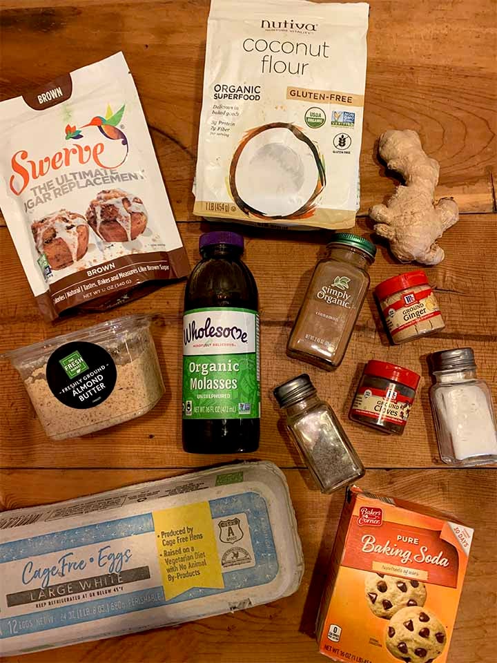 Ingredients of Keto Molasses Gingerbread Cookies