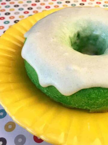 a Keto Pandan Donut on a yellow plate