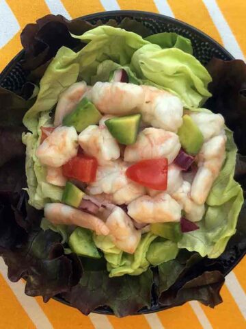 a plate of Keto Shrimp Ceviche on lettuce