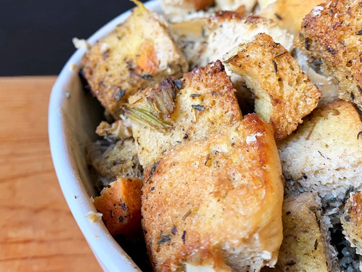 a close up of low carb bread stuffing