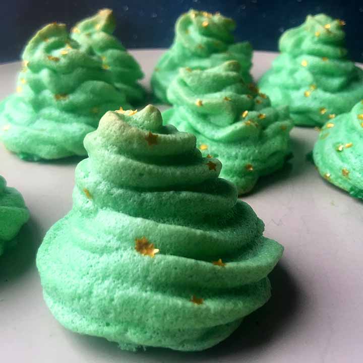 Low Carb Keto Christmas Tree Meringue Cookies