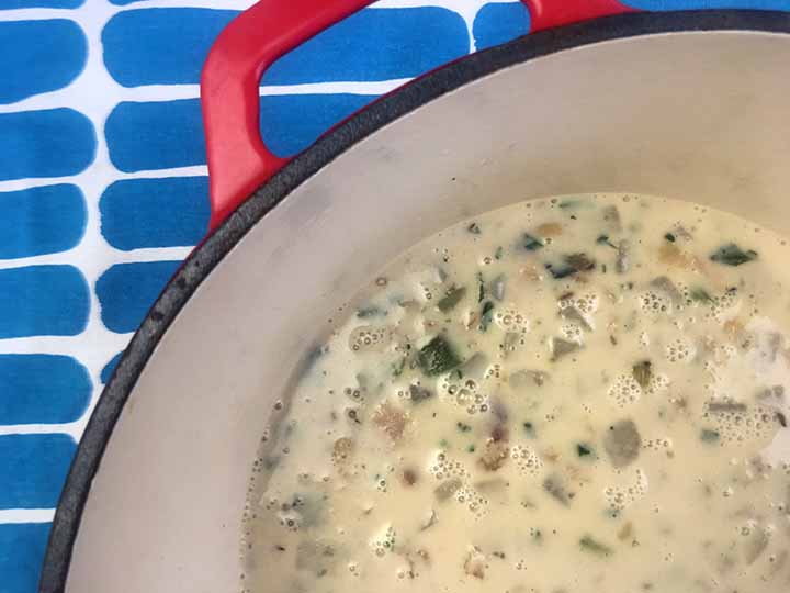 a pot of low carb Clam Chowder