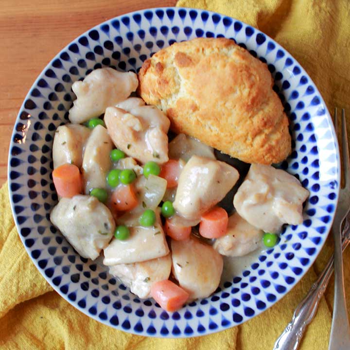 Low Carb Keto Chicken Pot Pie with Biscuit Topping