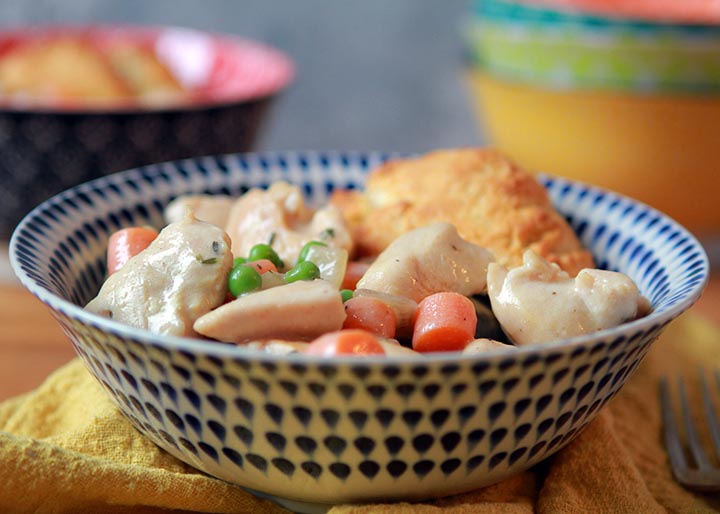 Low Carb Keto Chicken Pot Pie with Biscuit Topping