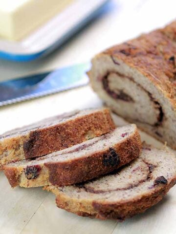 a loaf of Keto Raisin Bread