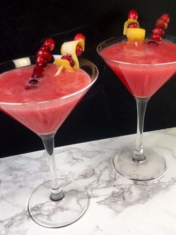 2 glasses of Keto Cranberry Drop Cocktail