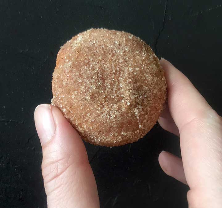 a hand holds a low carb donut hole