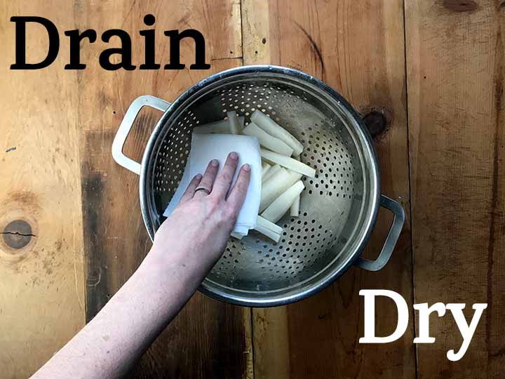 Drain and dry the radishes