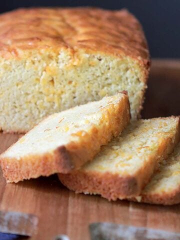 a loaf of Keto Cheesy Beer Bread