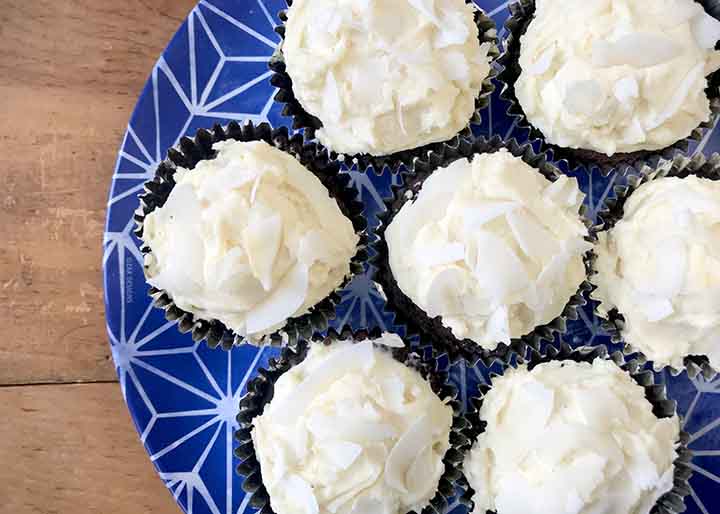 Paleo Chocolate Cupcakes with Coconut Frosting