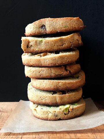 a stack of Keto Pistachio Shortbread Cookies