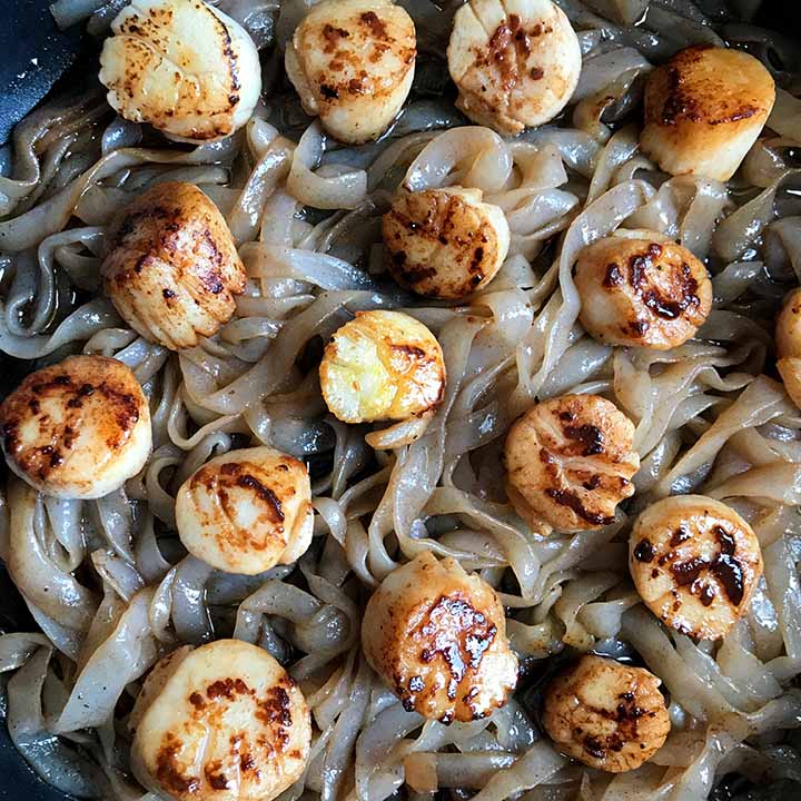 Gluten Free Scallop Fettuccine Noodles with Brown Butter Sauce