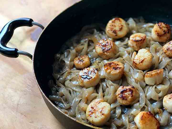 Whole30 Scallop Fettuccine with Brown Butter Sauce