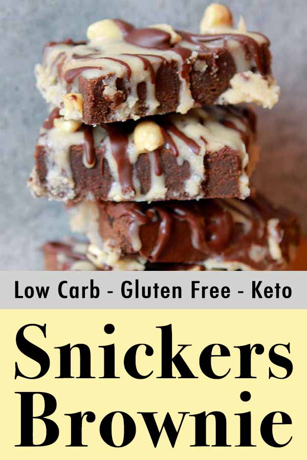 Gluten-Free Sugar-Free Snickers Brownies Pinterest Pin