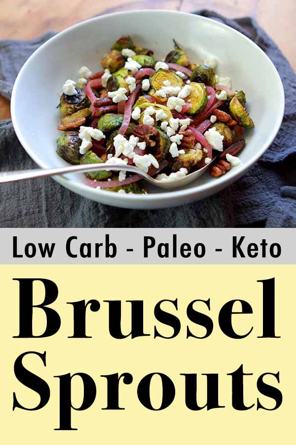 Paleo Charred Brussel Sprouts with Pecans, Goat Cheese and Pickled Red Onions Pinterest Pin