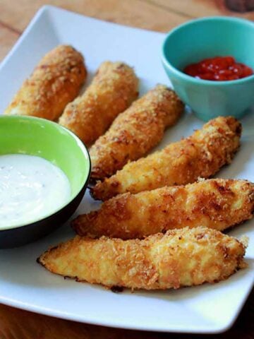 a plate of Keto Chicken Fingers