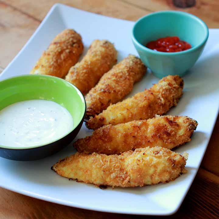 a plate of Keto Chicken Strips