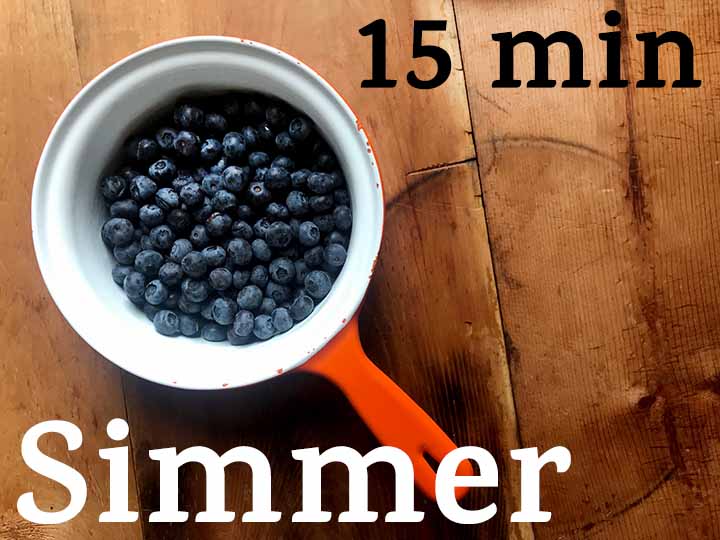 Step 1 Simmer Blueberries, Lemon Juice and Sweetener