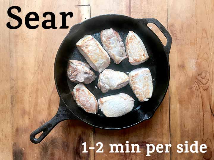 Step 3 Sear the pork butt pieces