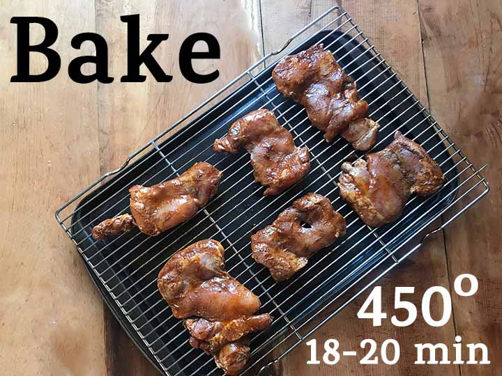 Step 6 Bake Best chili lime chicken thighs for 18-20 minutes at 450 degrees F